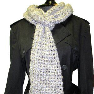 Gray Scarf 96 x 4.5 Inch Extra Long Chunky Handmade Crochet Hand Knit NWT